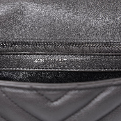 Saint Laurent Sheepskin Matelasse Chevron Monogram Medium College Bag Light Coal 9 of 13
