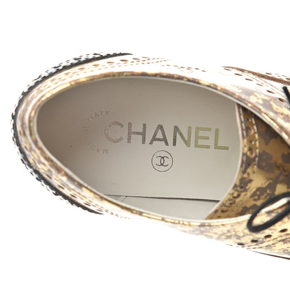 Chanel Fantasy Patent Calfskin Lace Up Oxfords 38 Gold Black 7 of 8