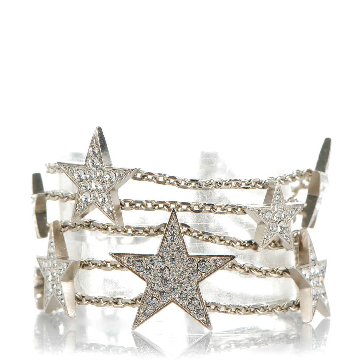 Crystal Star CC Multi Strand Bracelet Silver