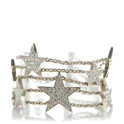 Chanel Crystal Star CC Multi Strand Bracelet Silver 1 of 5