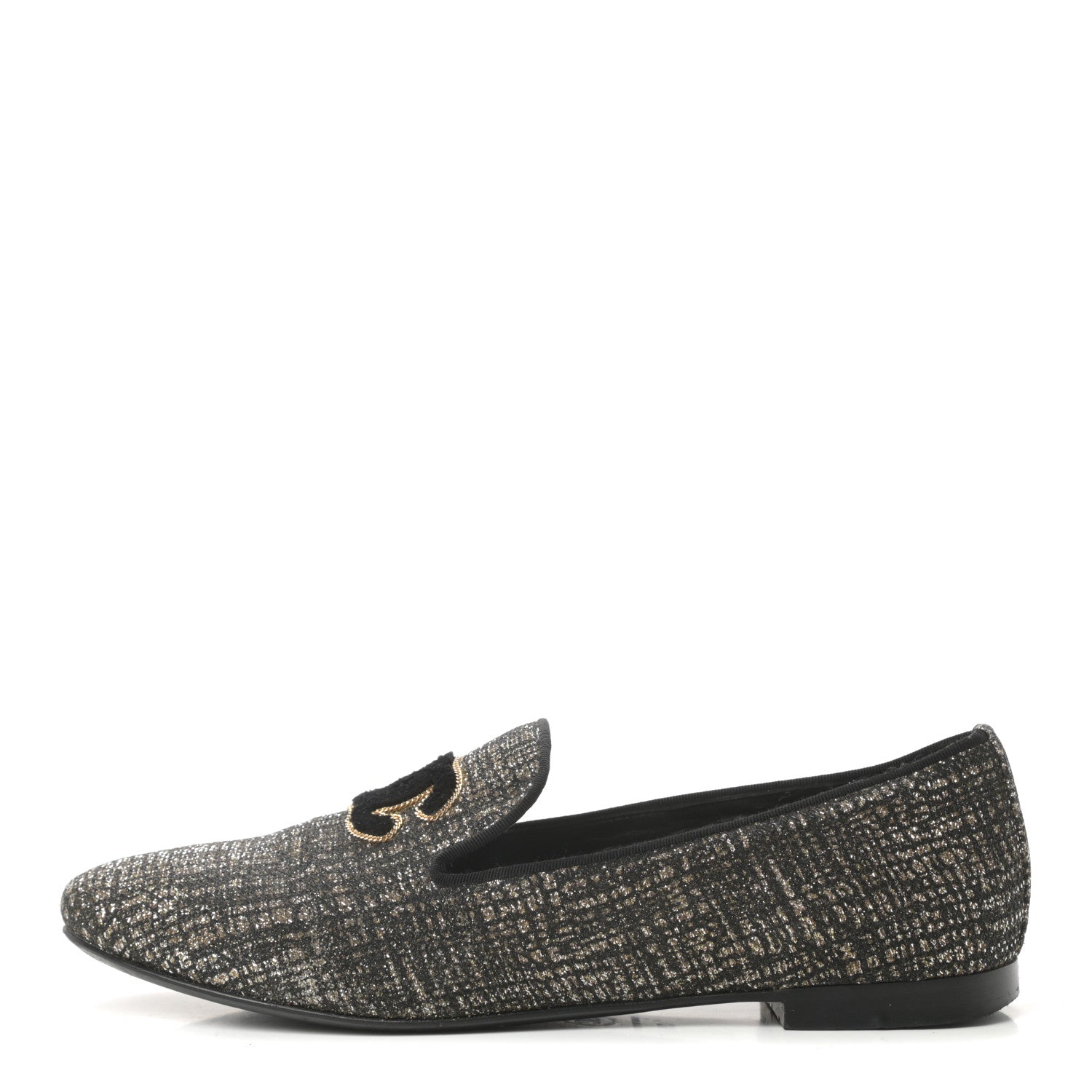 Chanel Fantasy Tweed CC Mocassin Loafers 38 Silver 1 of 12