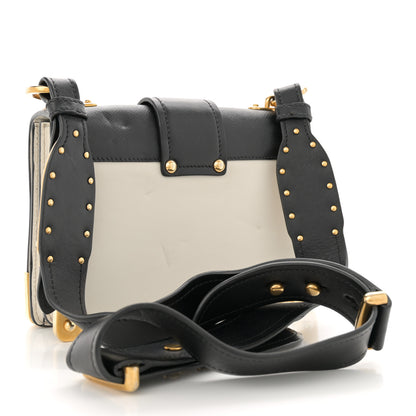 Prada City Calfskin Saffiano Cahier Bag White Black 3 of 17
