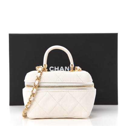 Chanel Caviar Quilted Mini Top Handle Vanity With Chain White 11 of 11
