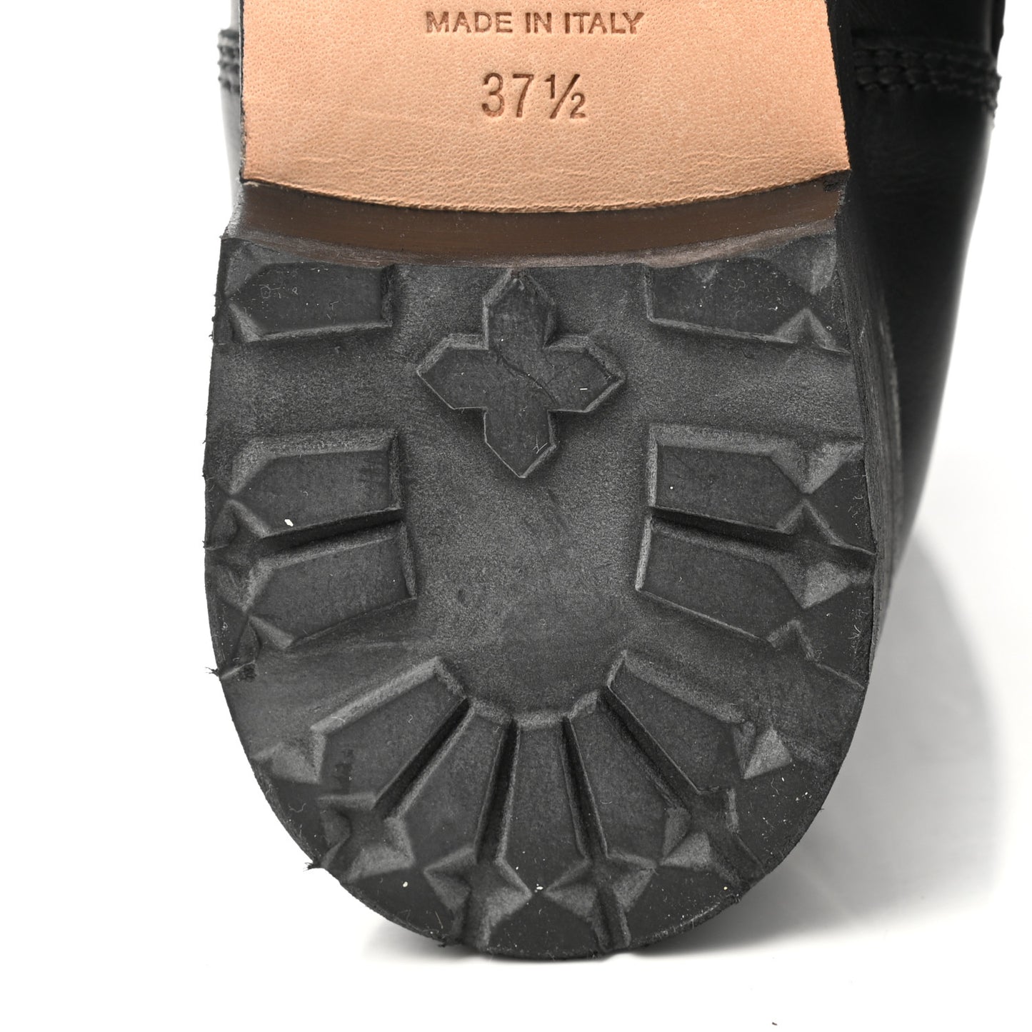 Calfskin Quilted Lace Up Combat Boots 37.5 Black