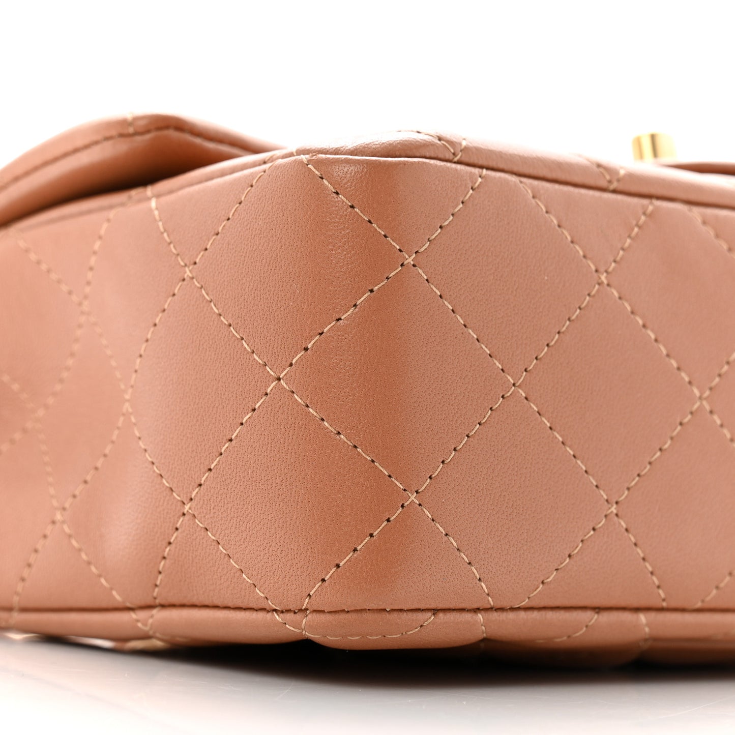 Lambskin Quilted Mini Rectangular Flap Brown