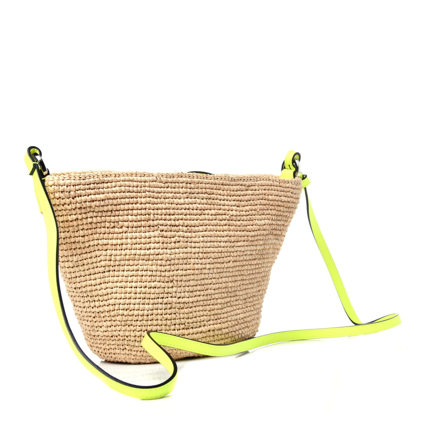 Loewe Raffia Crossbody Bag Natural Neon Yellow 3 of 11