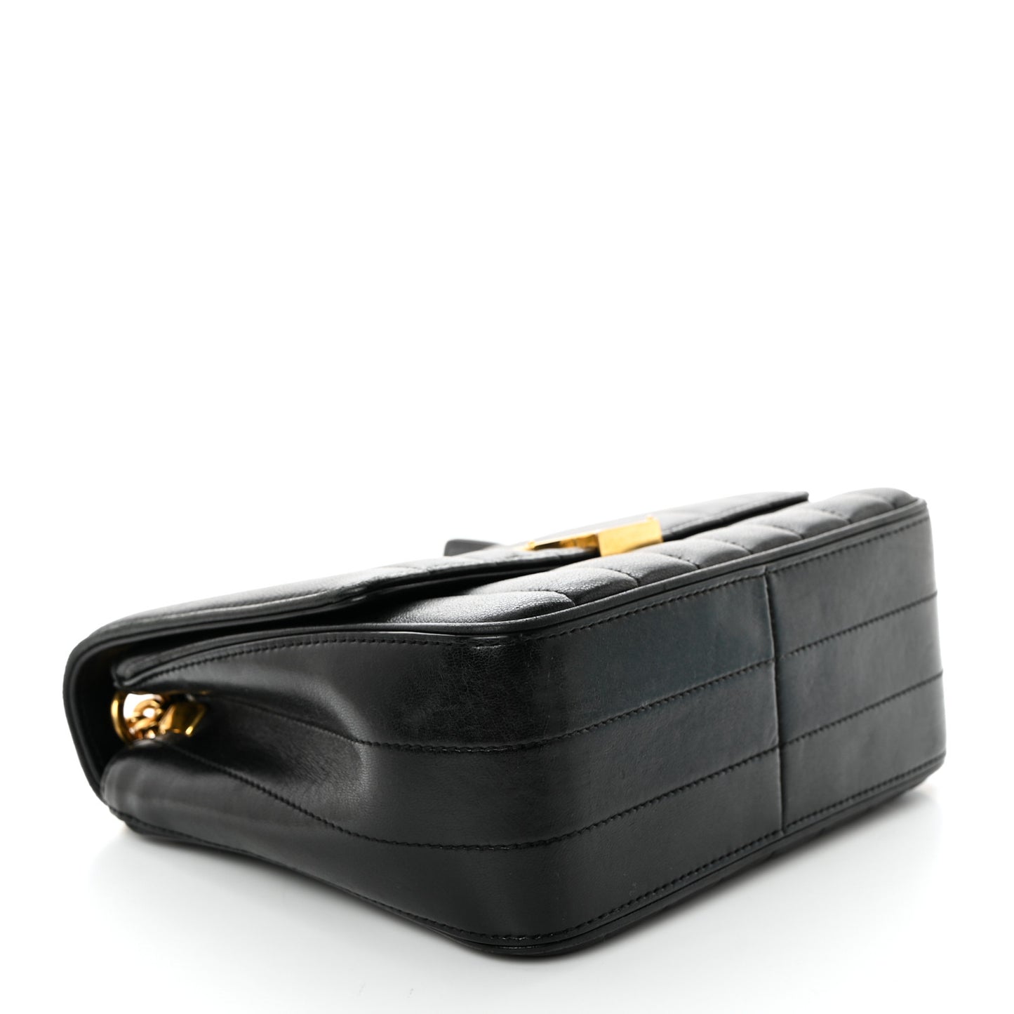 Lambskin Matelasse Monogram Medium Vicky Chain Bag Black