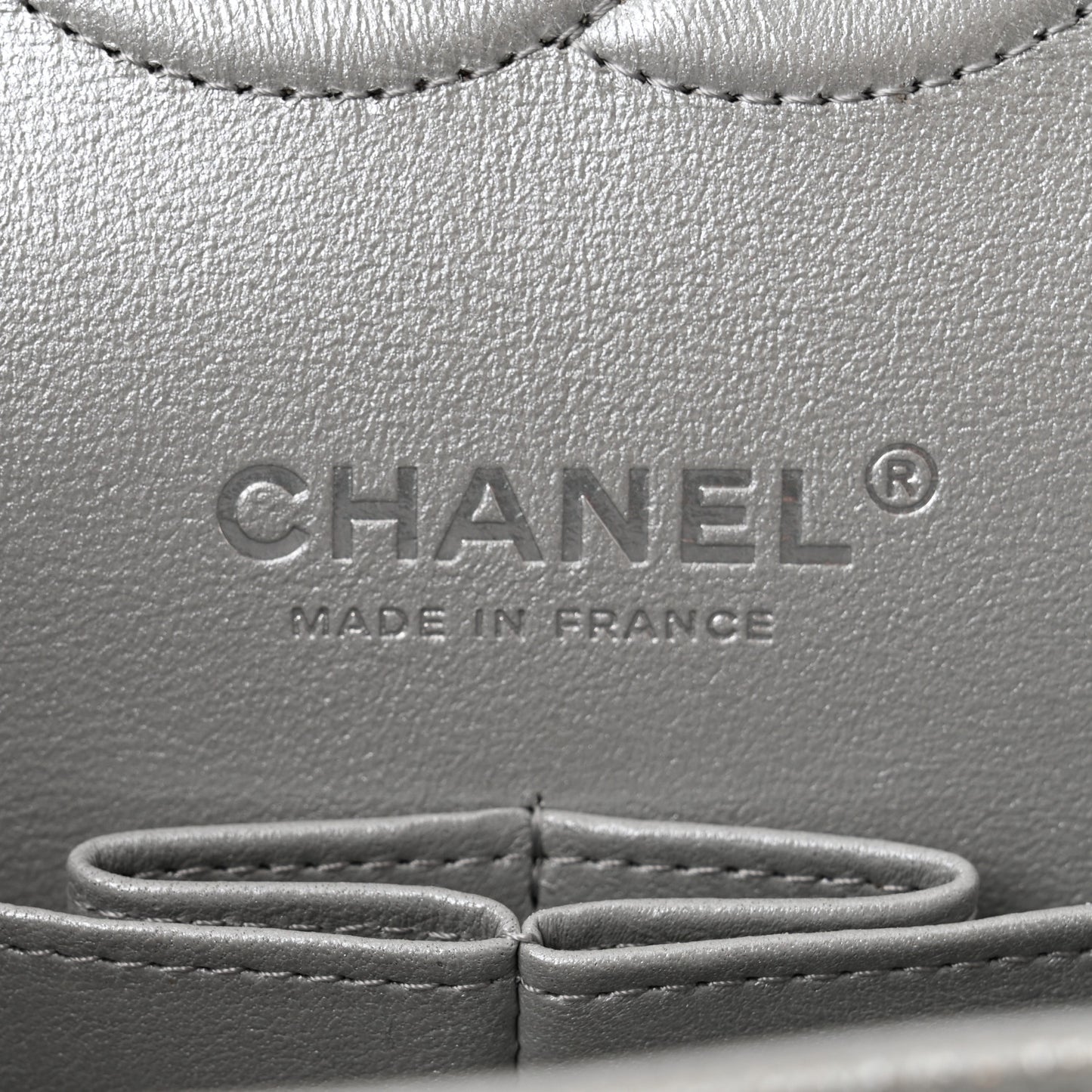Glittered Metallic Caviar Quilted Medium Double Flap Silver