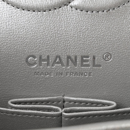 Chanel Glittered Metallic Caviar Quilted Medium Double Flap Silver 6 of 11