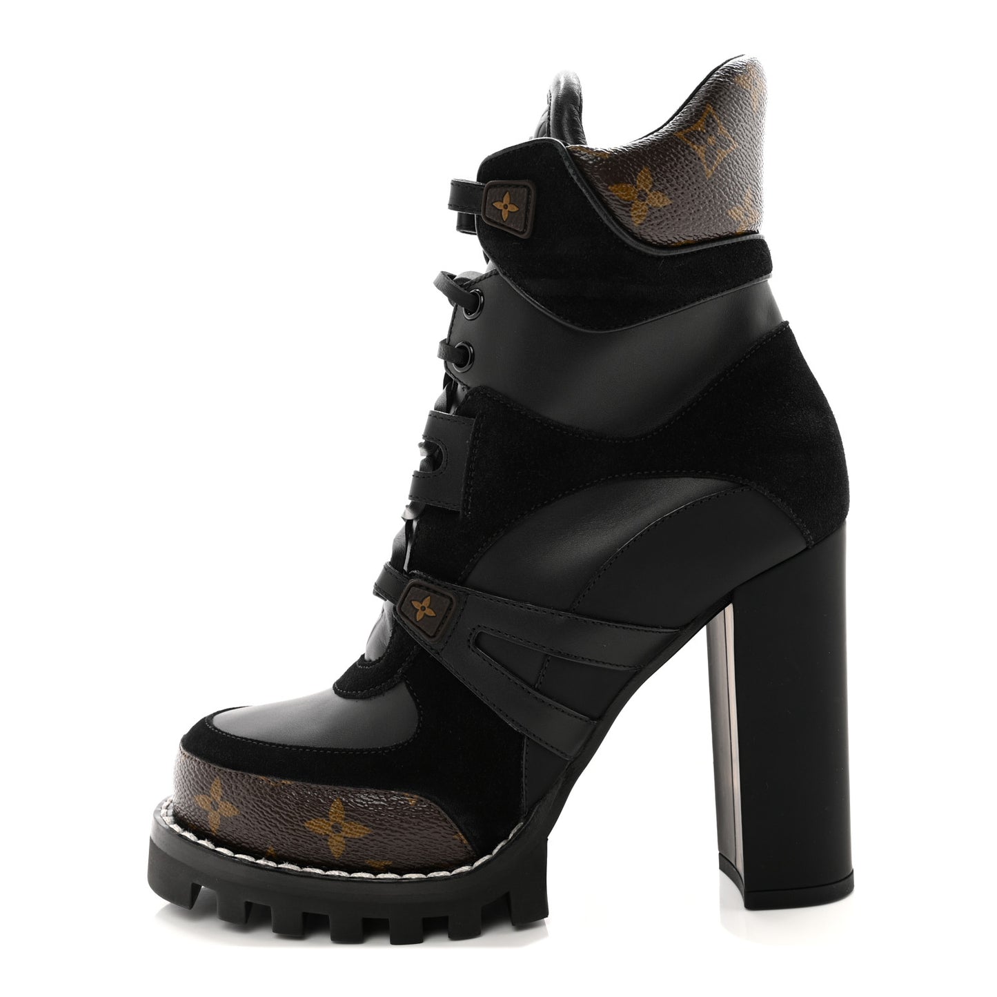 Suede Calfskin Monogram Star Trail Ankle Boots 39 Black