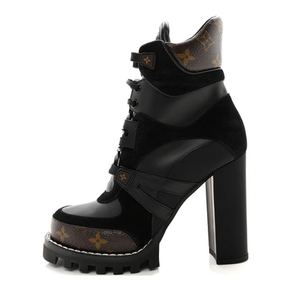 Louis Vuitton Suede Calfskin Monogram Star Trail Ankle Boots 39 Black 1 of 8