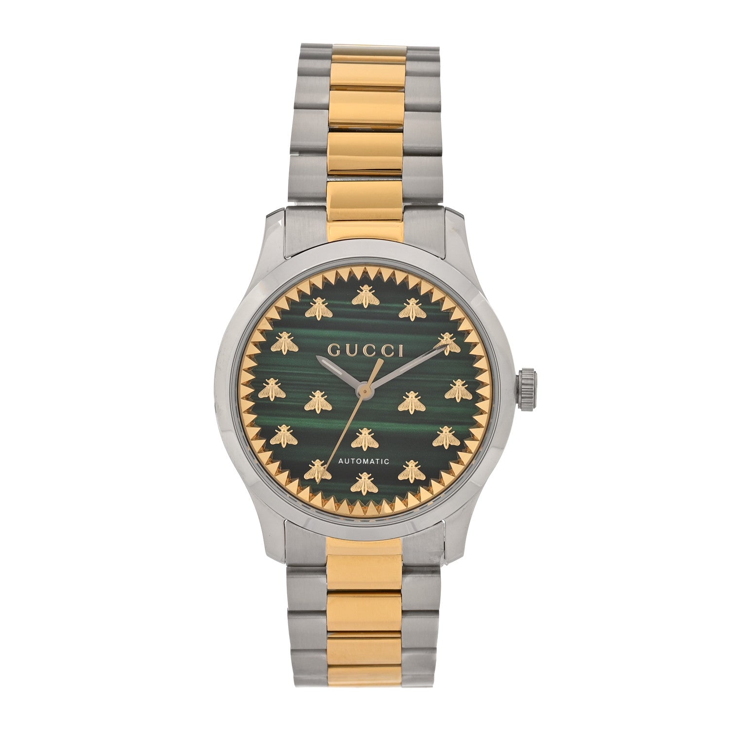 Gucci Stainless Steel Malachite 38mm G-Timeless Two Tone Bee