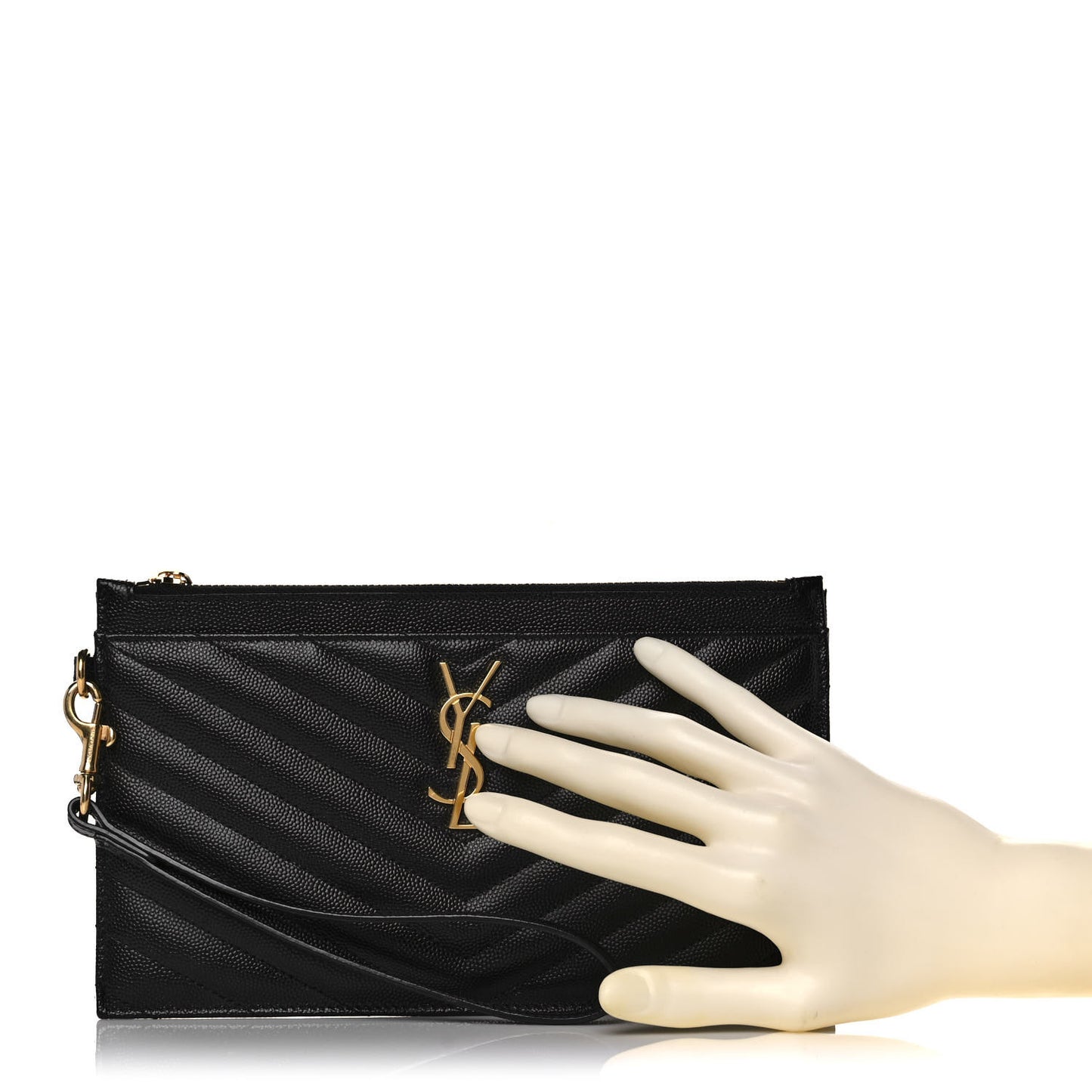 Grain De Poudre Chevron Monogram Large Bill Pouch Black