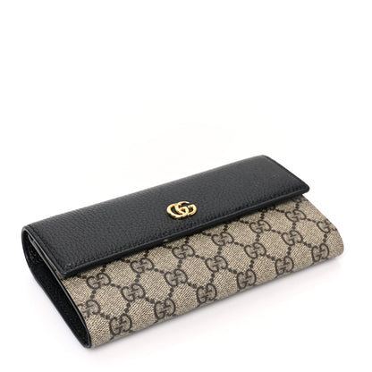 Gucci Dollar Calfskin GG Supreme Monogram Petite GG Marmont Wallet Chain Bag Black Beige Ebony 4 of 9