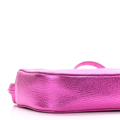 Balenciaga Metallic Goatskin Logo XS Everyday Camera Bag Rose Fuchsia Black 8 of 11