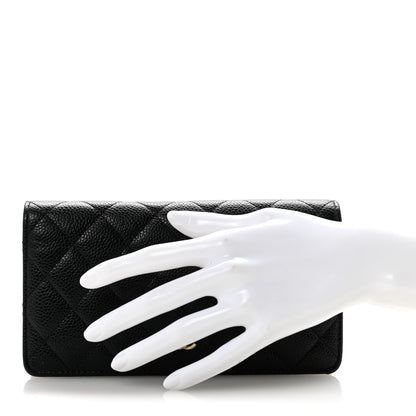 Chanel Caviar Quilted Yen Wallet Black 2 of 12