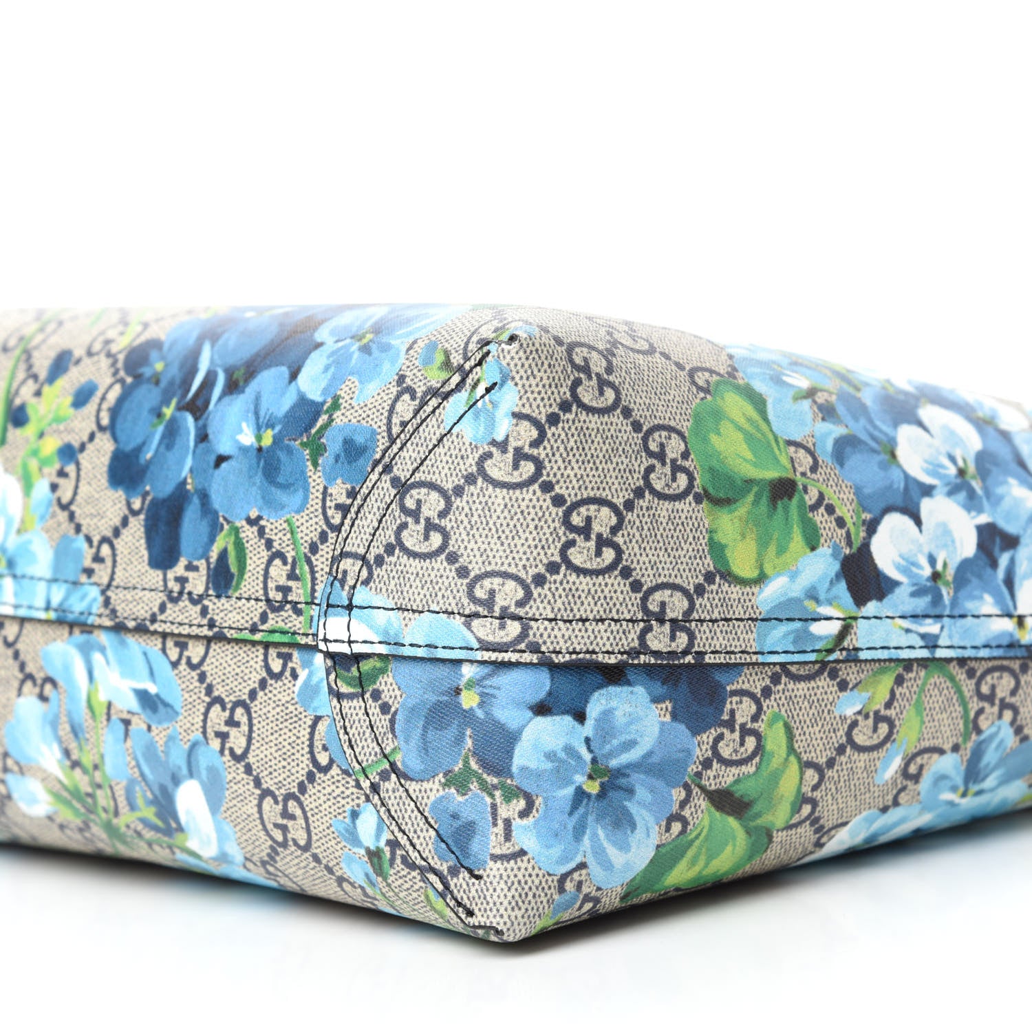 Gucci GG Supreme Monogram Blooms Small Reversible Tote Beige Blue Navy 7 of 17