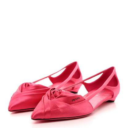 Prada Satin Cut-Out Flower Ballerina Flats 39.5 Peonia 3 of 9