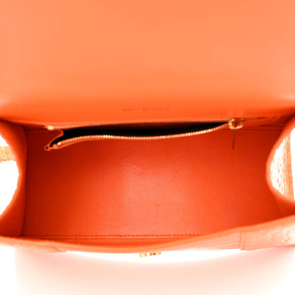 Balenciaga Shiny Calfskin Crocodile Embossed Small Hourglass Top Handle Bag Orange 5 of 10