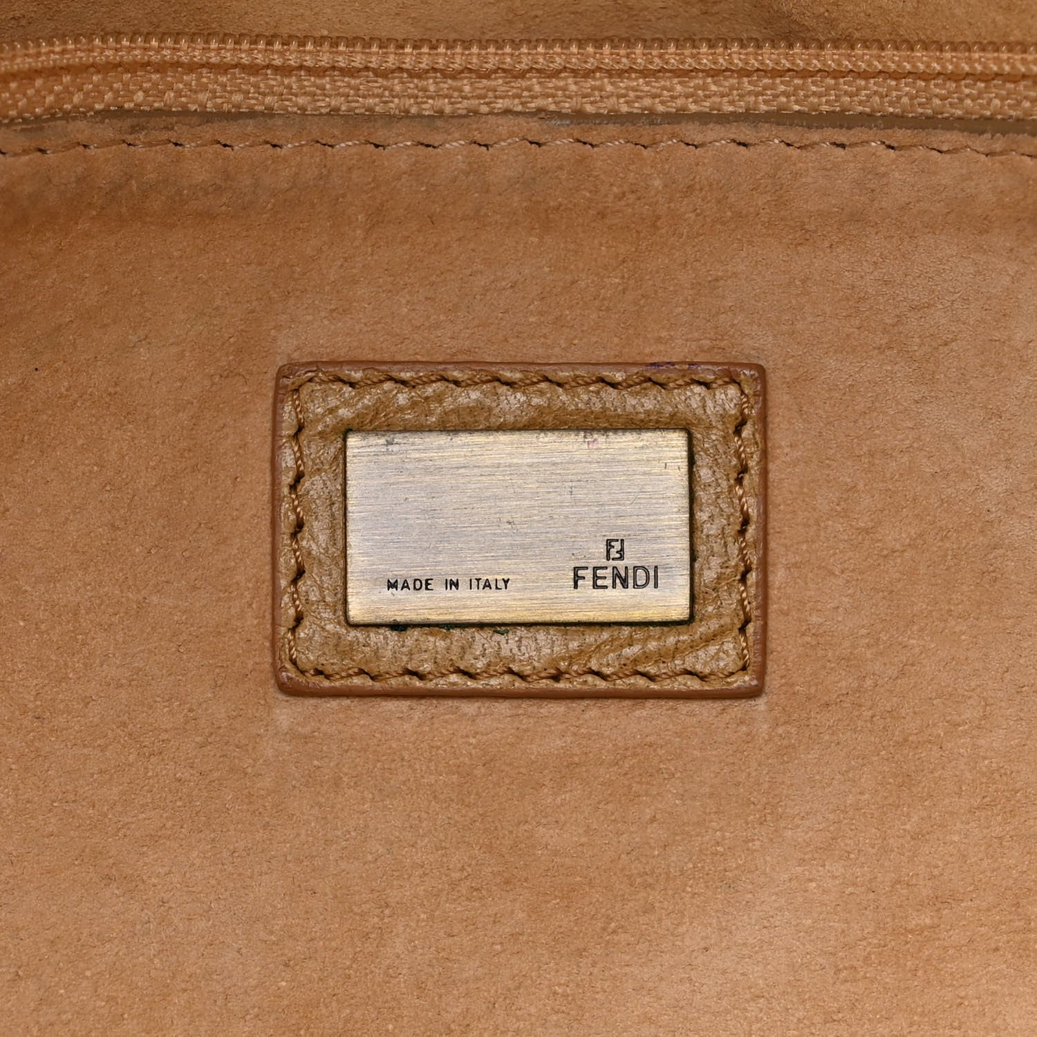 Fendi Goatskin Whipstitch Large Convertible Baguette Senape 6 of 12