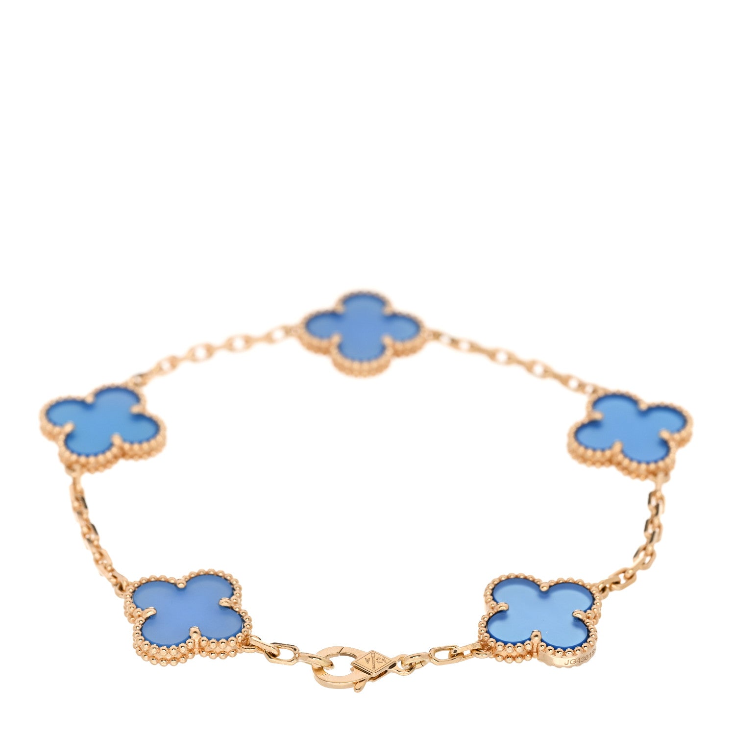 Van Cleef & Arpels 18K Yellow Gold Blue Agate 5 Motifs Vintage Alhambra Bracelet 2 of 4