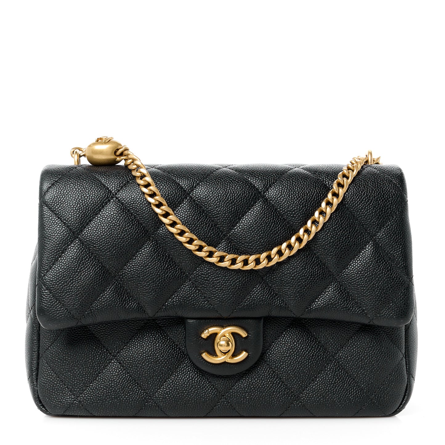 Caviar Quilted Sweetheart Flap Black
