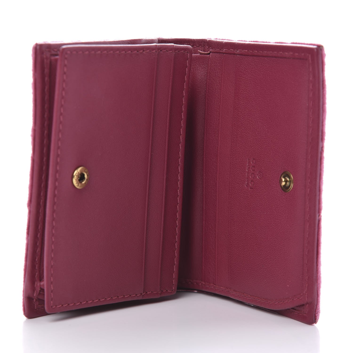 Gucci Velvet Matelasse Pearl Love Embroidered GG Marmont Card Case Wallet Light Raspberry Rose 5 of 9