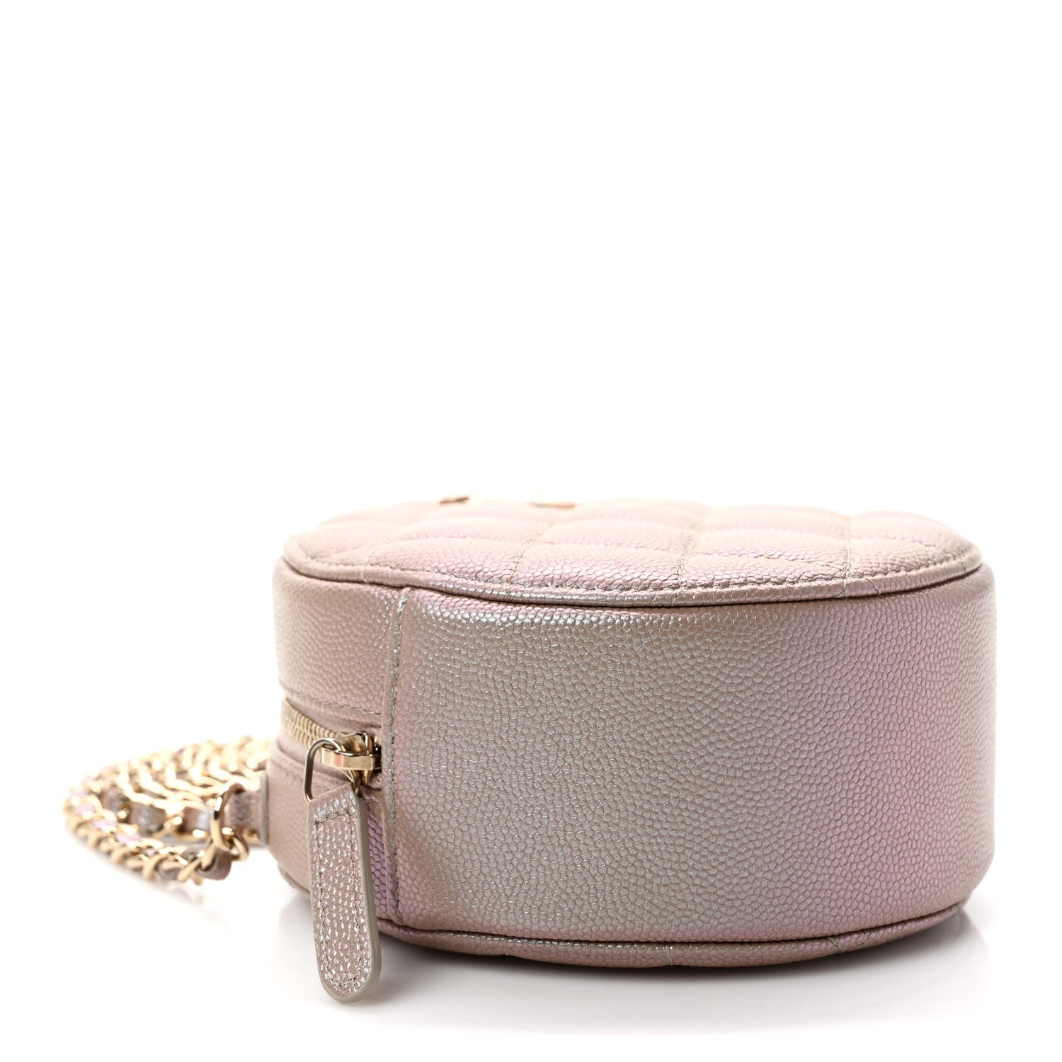 Chanel Iridescent Caviar Resin Quilted Round Clutch With Chain Beige 4 of 10