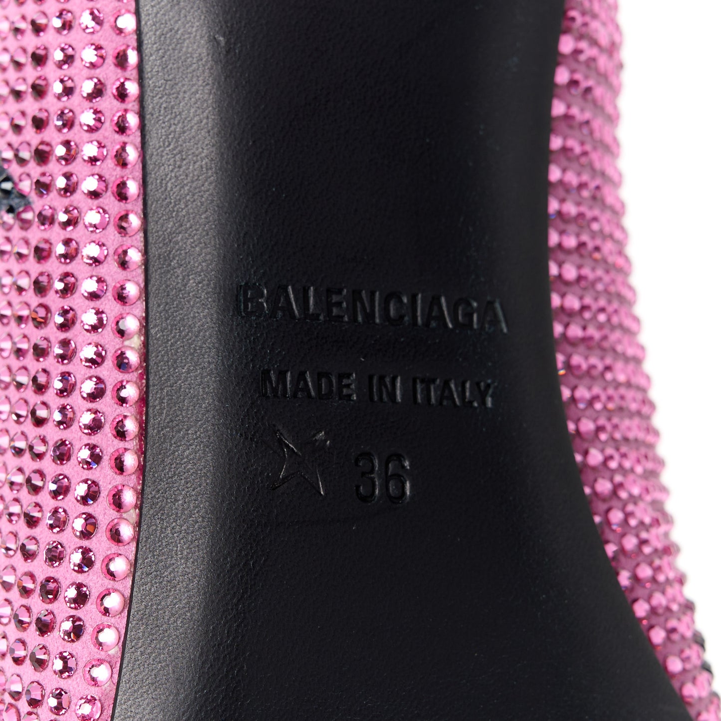 Strass Suede Allover Logo Square Knife 80mm Pumps 36 Pink Black