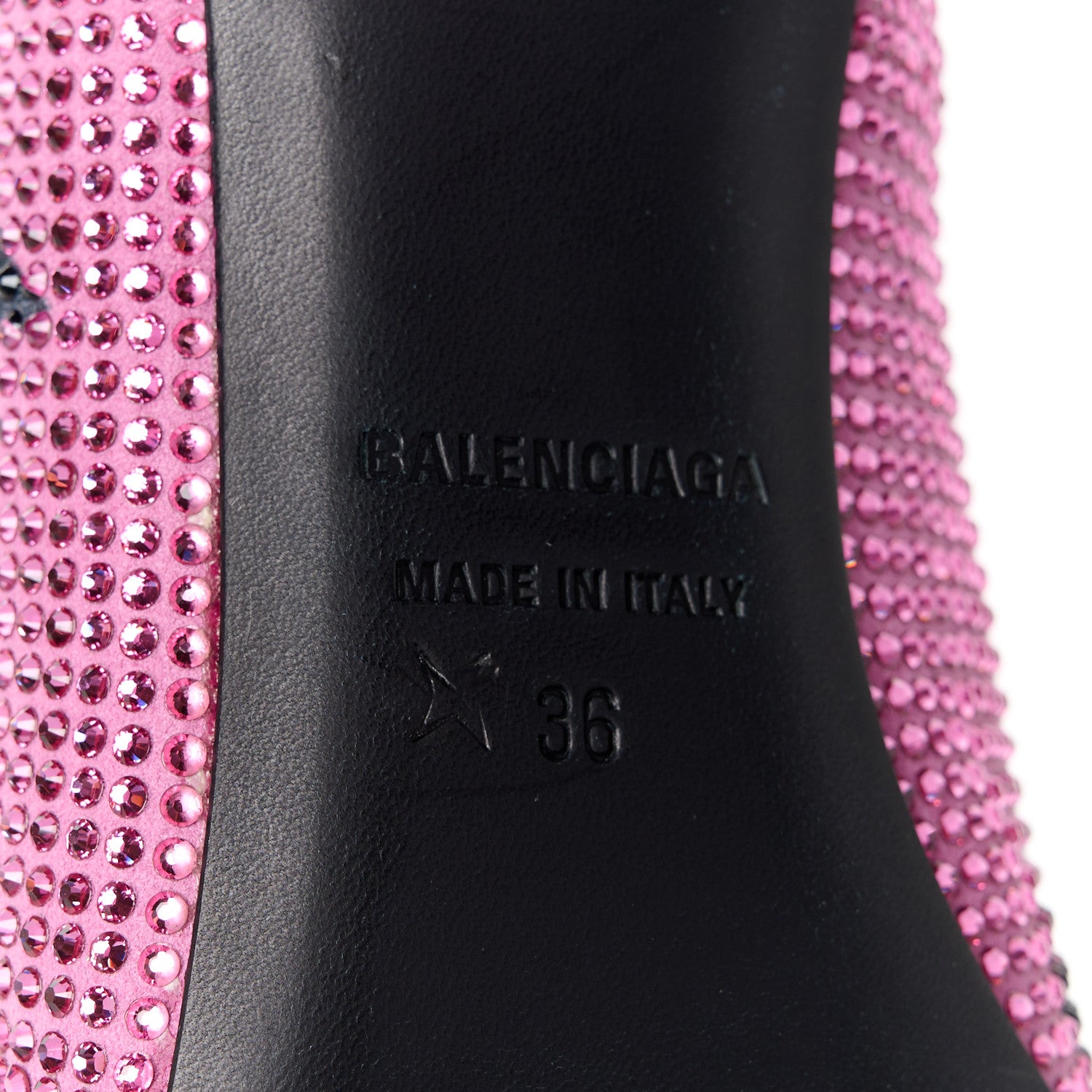 Balenciaga Strass Suede Allover Logo Square Knife 80mm Pumps 36 Pink Black 6 of 9