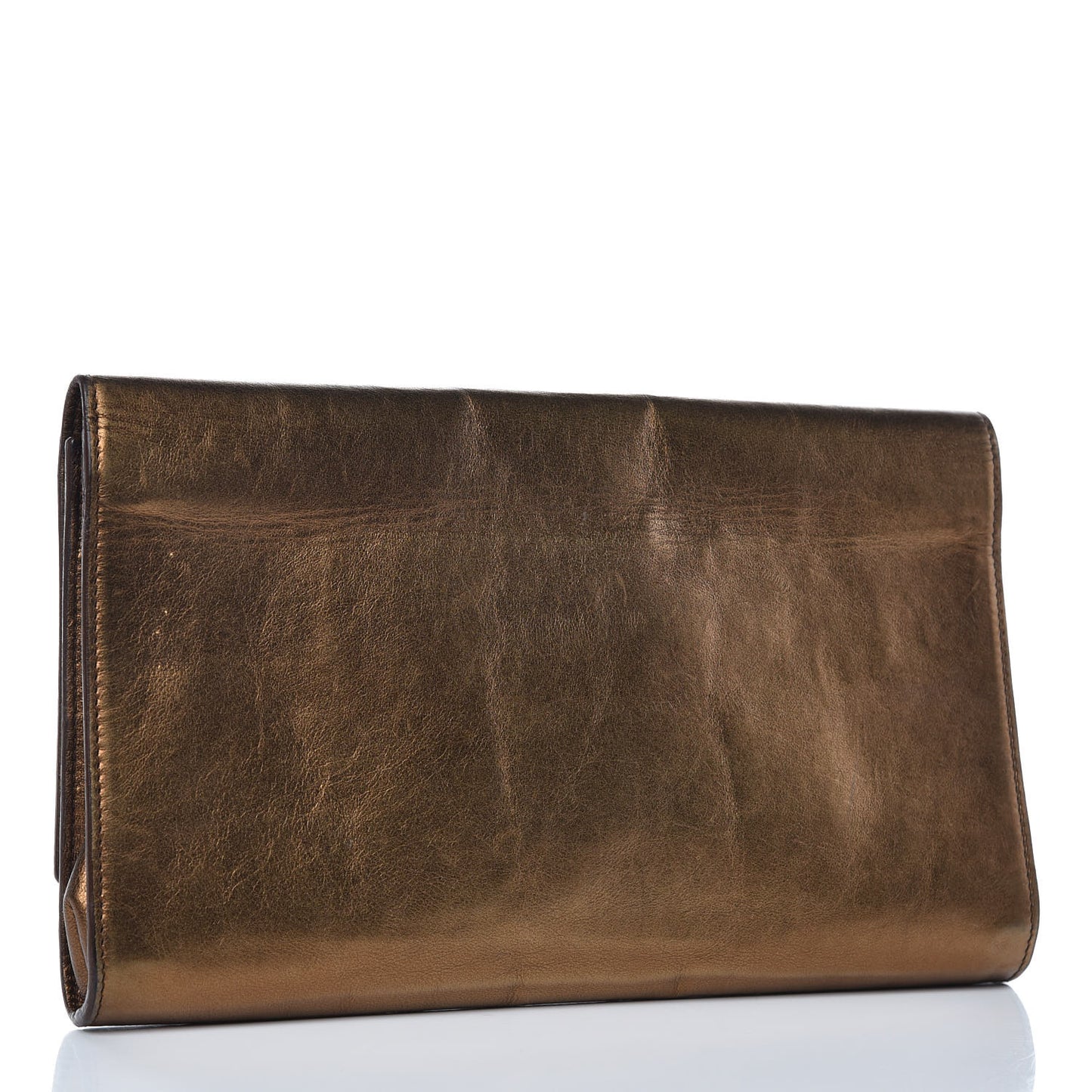 Metallic Calfskin Monogram Large Belle De Jour Clutch Bronze