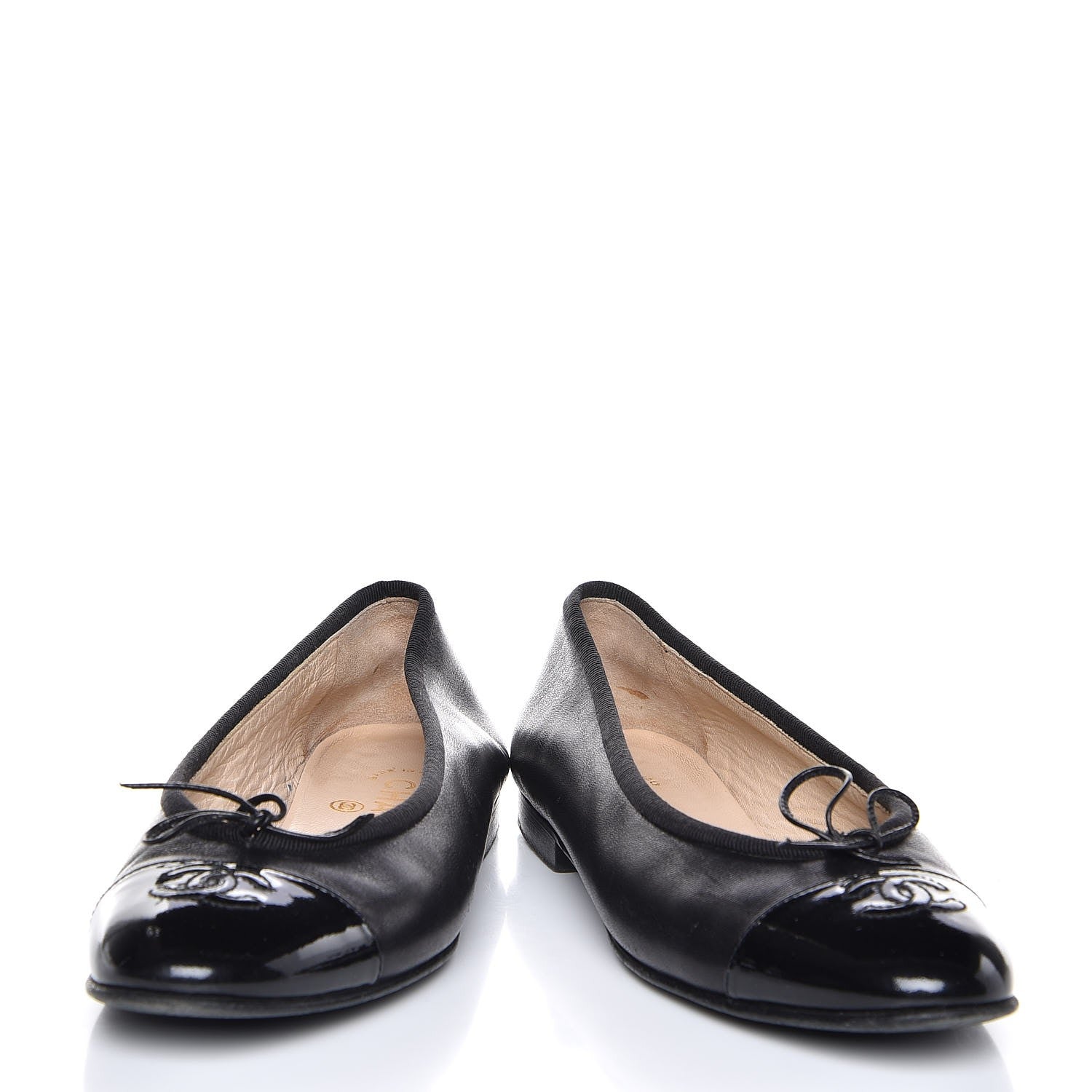 Chanel Lambskin Patent Cap Toe Ballerina Flats 36.5 Black 6 of 10