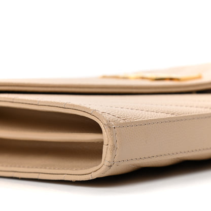 Saint Laurent Grain De Poudre Matelasse Chevron Monogram Chain Wallet Nude Powder 6 of 6