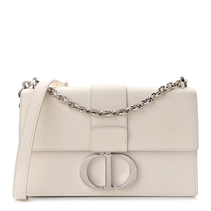 Christian Dior Grained Calfskin 30 Montaigne Chain Flap Bag White 1 of 10