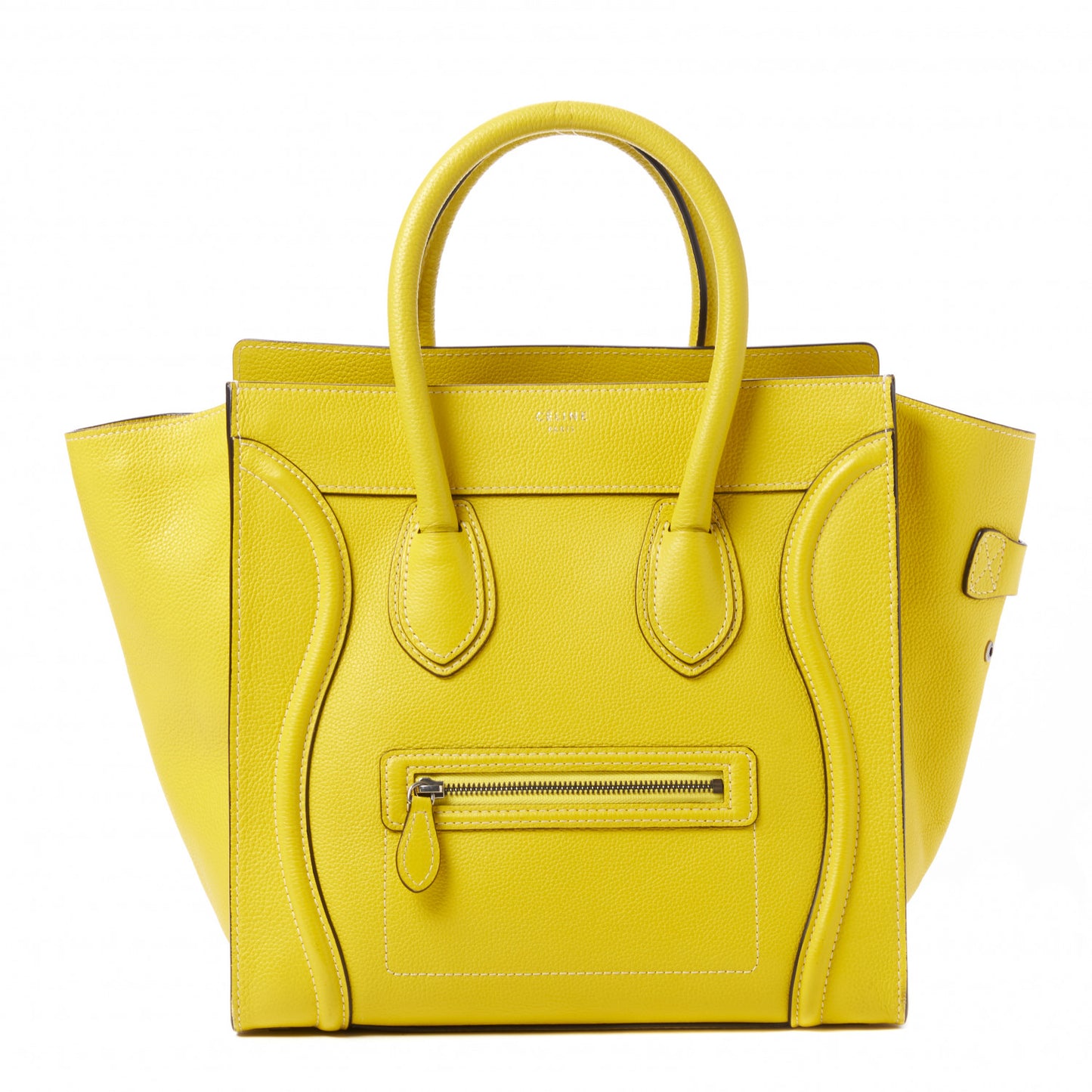Drummed Calfskin Mini Luggage Citron