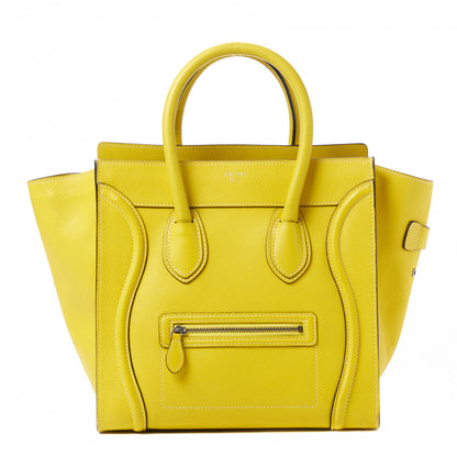 Celine Drummed Calfskin Mini Luggage Citron 1 of 9