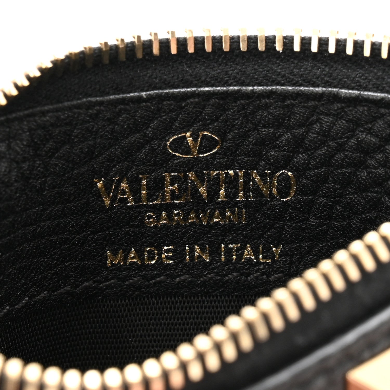 Valentino Garavani VALENTINO GARAVANI Pebbled Calfskin Rockstud Coin Case Card Holder Black 6 of 8