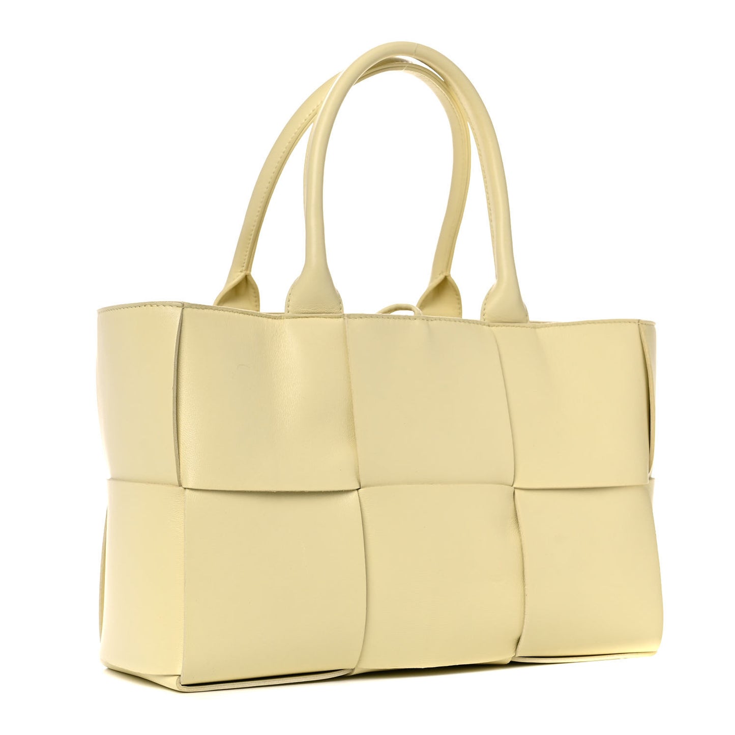 Grained Calfskin Intrecciato Small Arco Tote Ice Cream