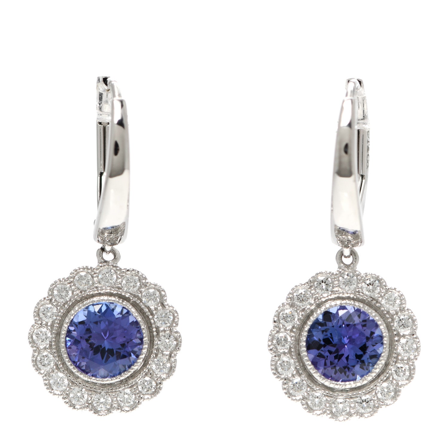 Tiffany Platinum Diamond Tanzanite Enchant Drop Earrings 1 of 5