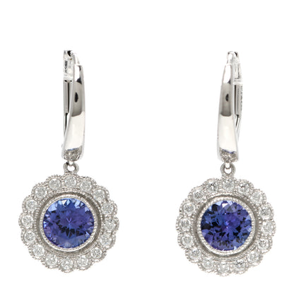 Tiffany Platinum Diamond Tanzanite Enchant Drop Earrings 1 of 5