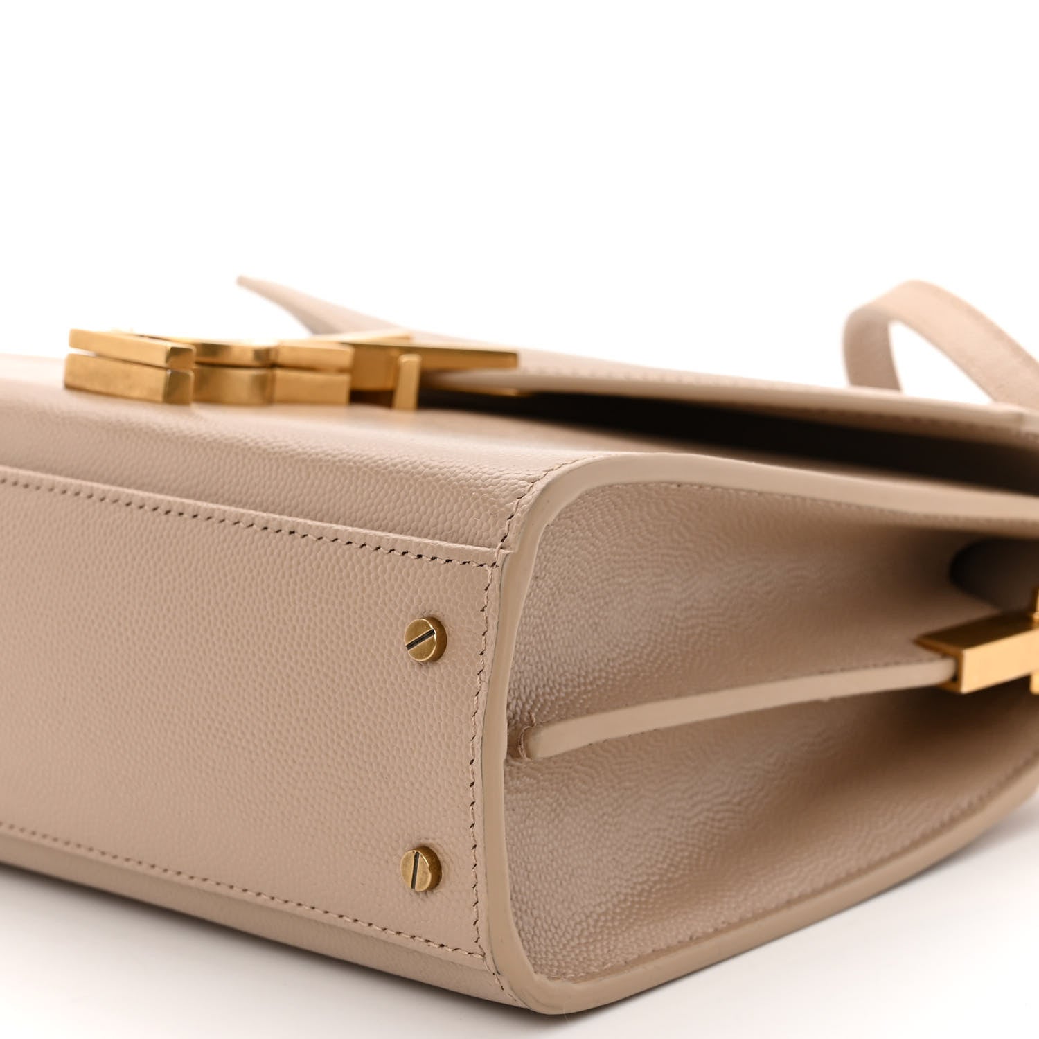 Saint Laurent Grain de Poudre Mini Classic Monogram Cassandra Top Handle Beige 9 of 10