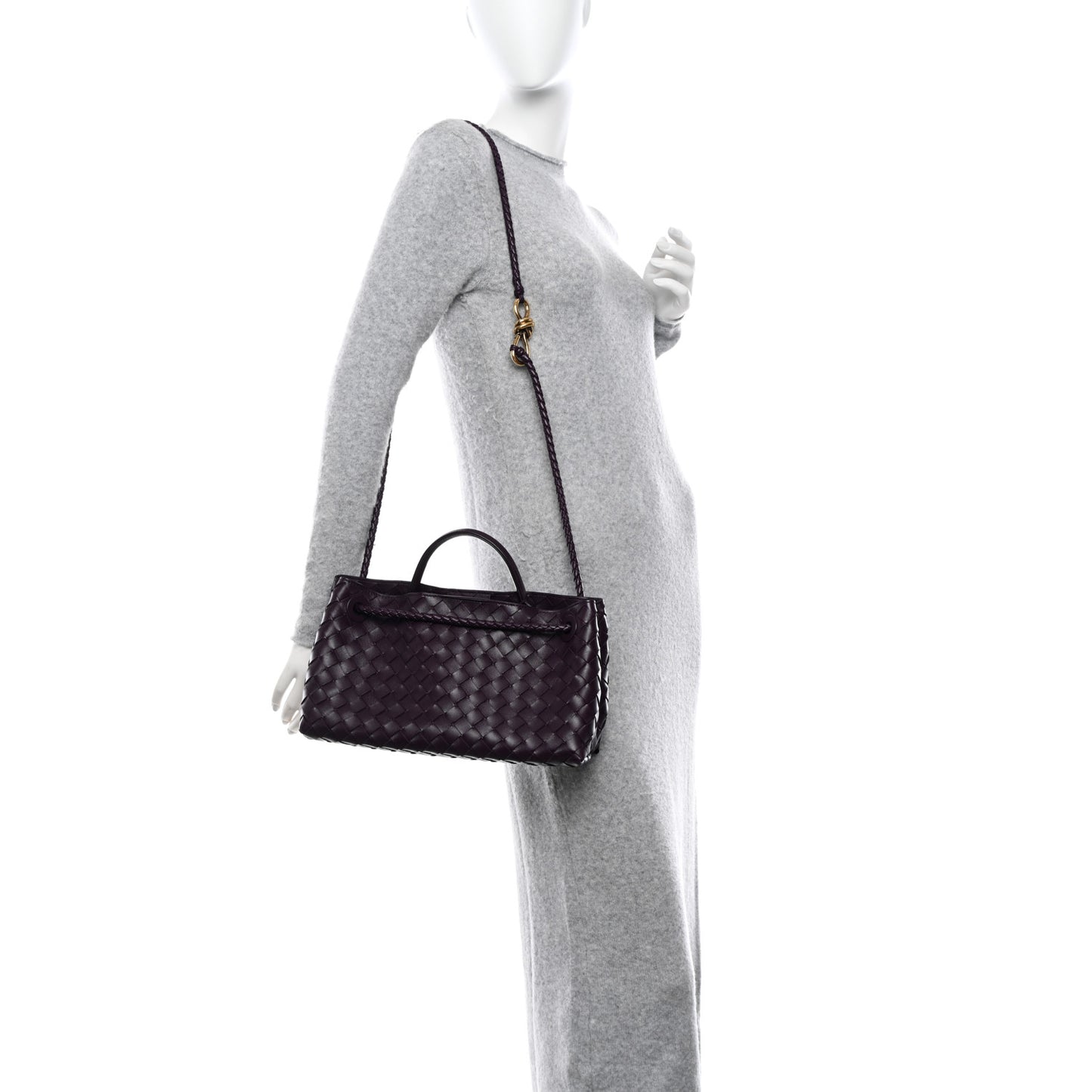 Nappa Intrecciato Small East West Andiamo Shoulder Bag Dark Mystic