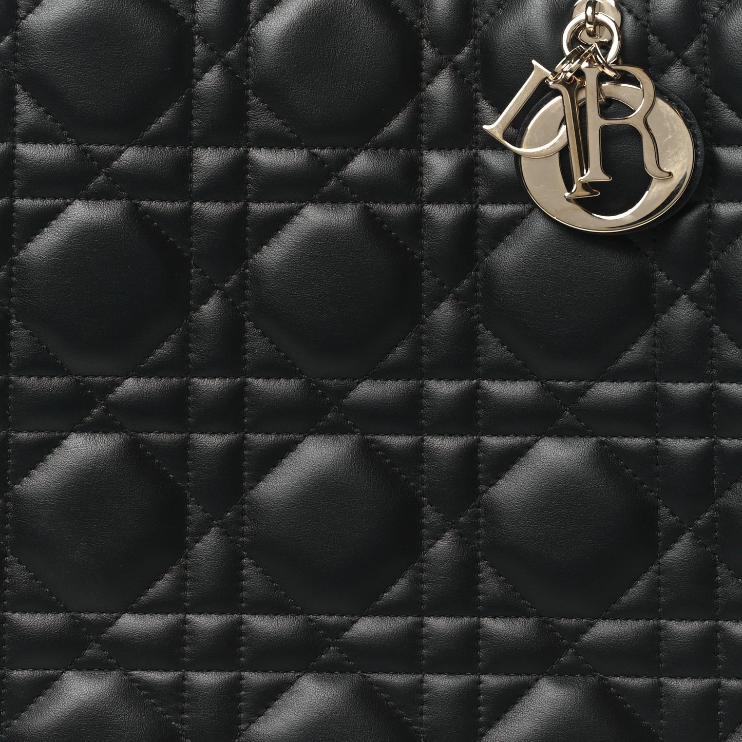 Calfskin Macro Cannage Medium Book Tote Black