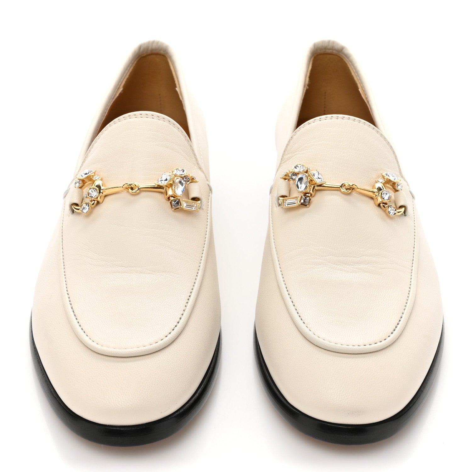 Gucci Malaga Kid Crystal Horsebit Womens Jordaan Loafers 36 Mystic White 2 of 12
