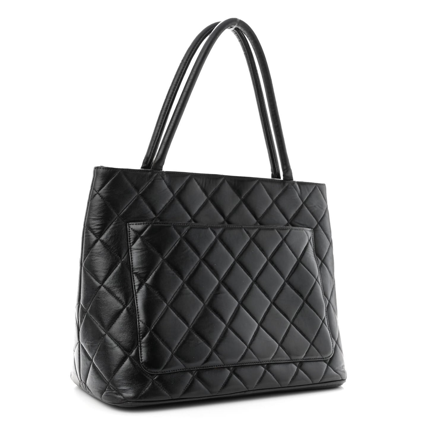 Lambskin Quilted Medallion Tote Black