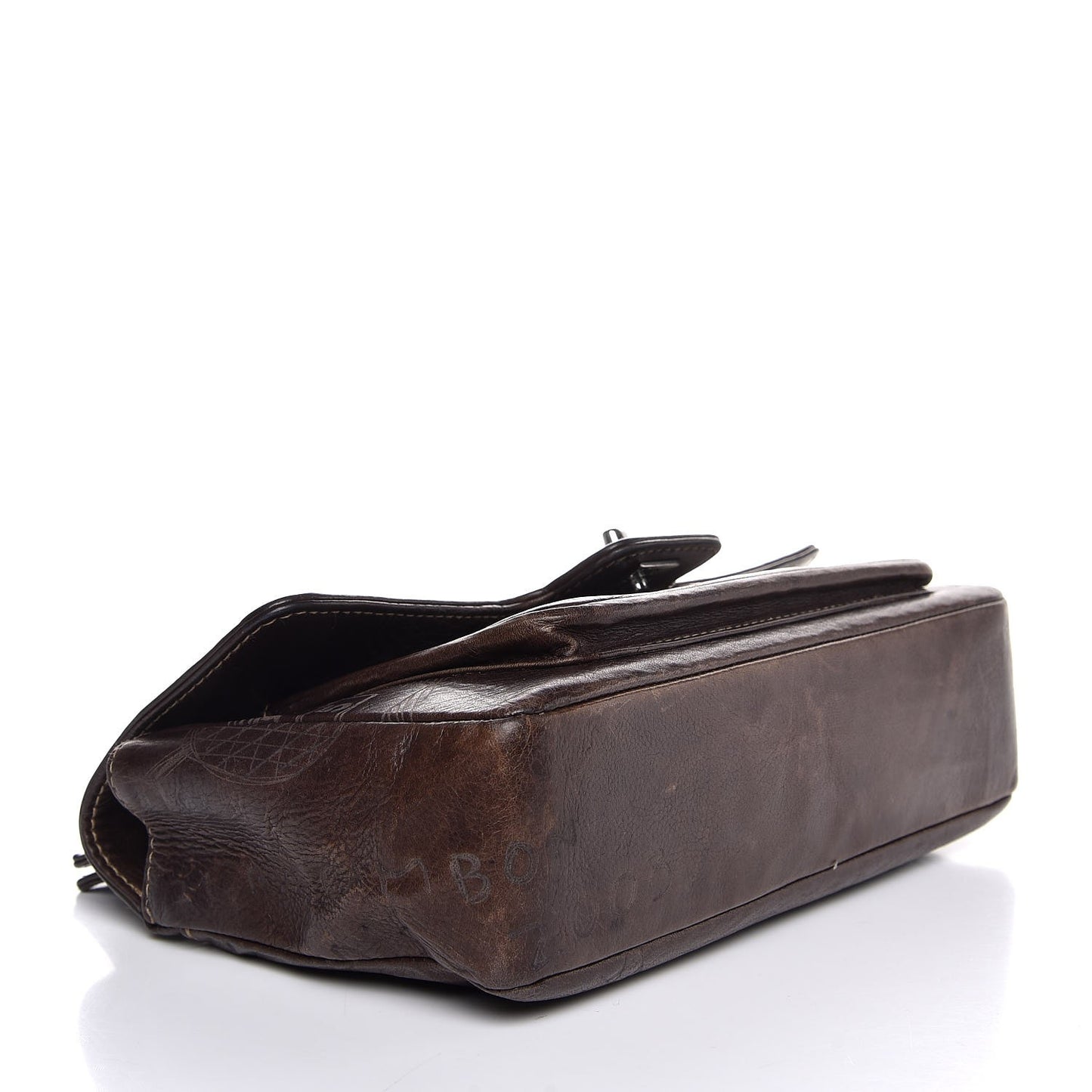 Calfskin Embossed Medium Flap Dark Brown