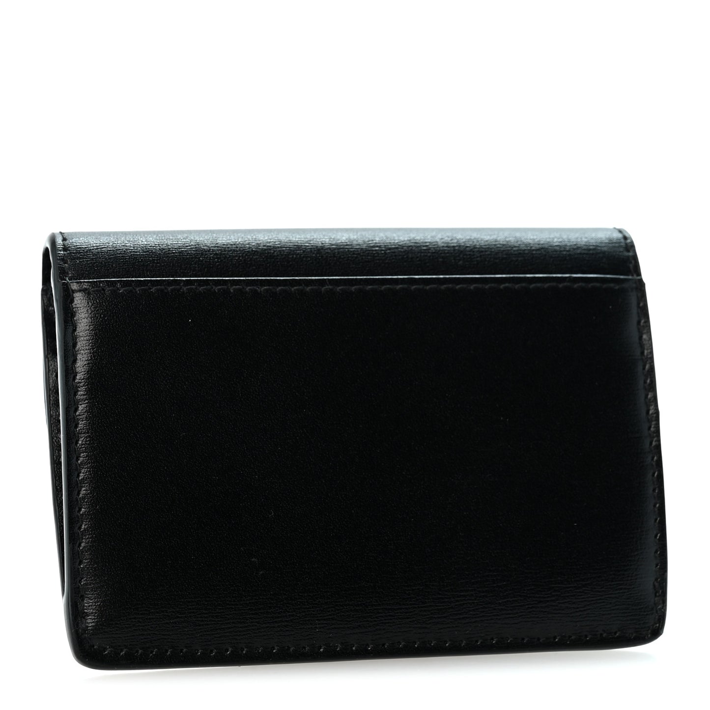 Shiny Calfskin Triomphe Flap Card Holder Black