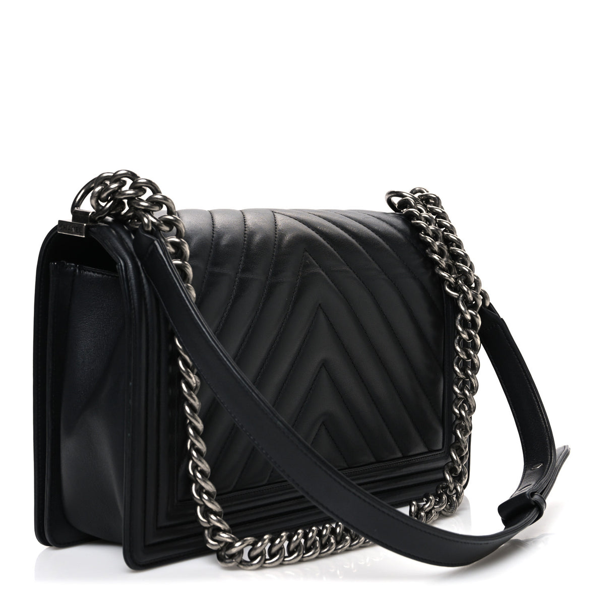 Chanel Lambskin Chevron Quilted New Medium Boy Flap Black 3 of 10