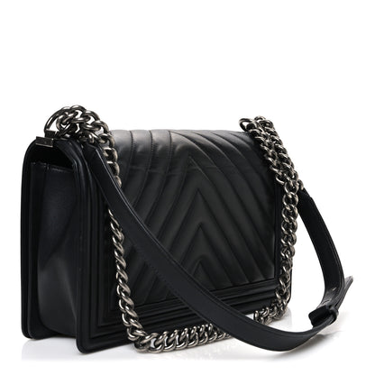 Chanel Lambskin Chevron Quilted New Medium Boy Flap Black 3 of 10