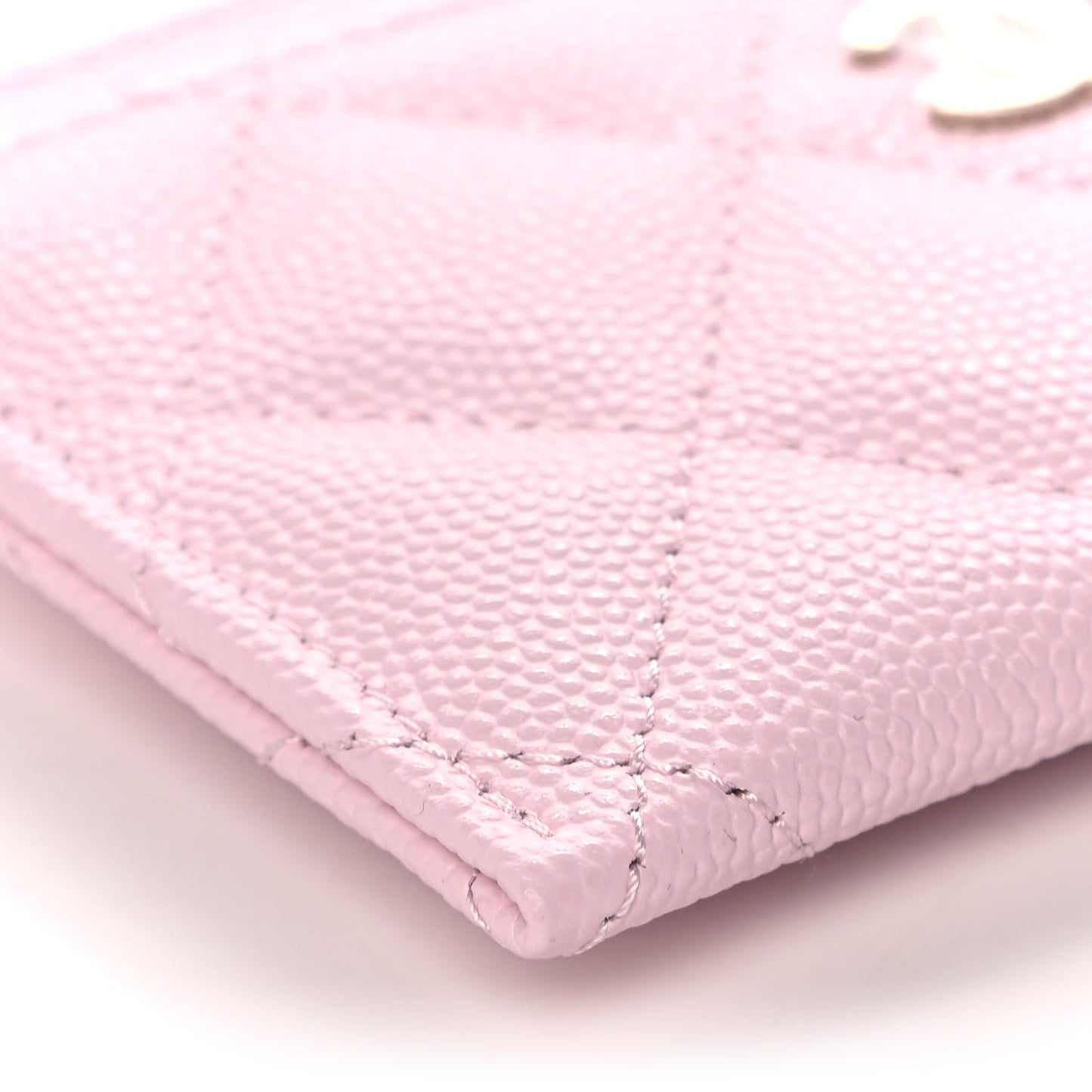 Caviar Quilted Card Holder Light Pink